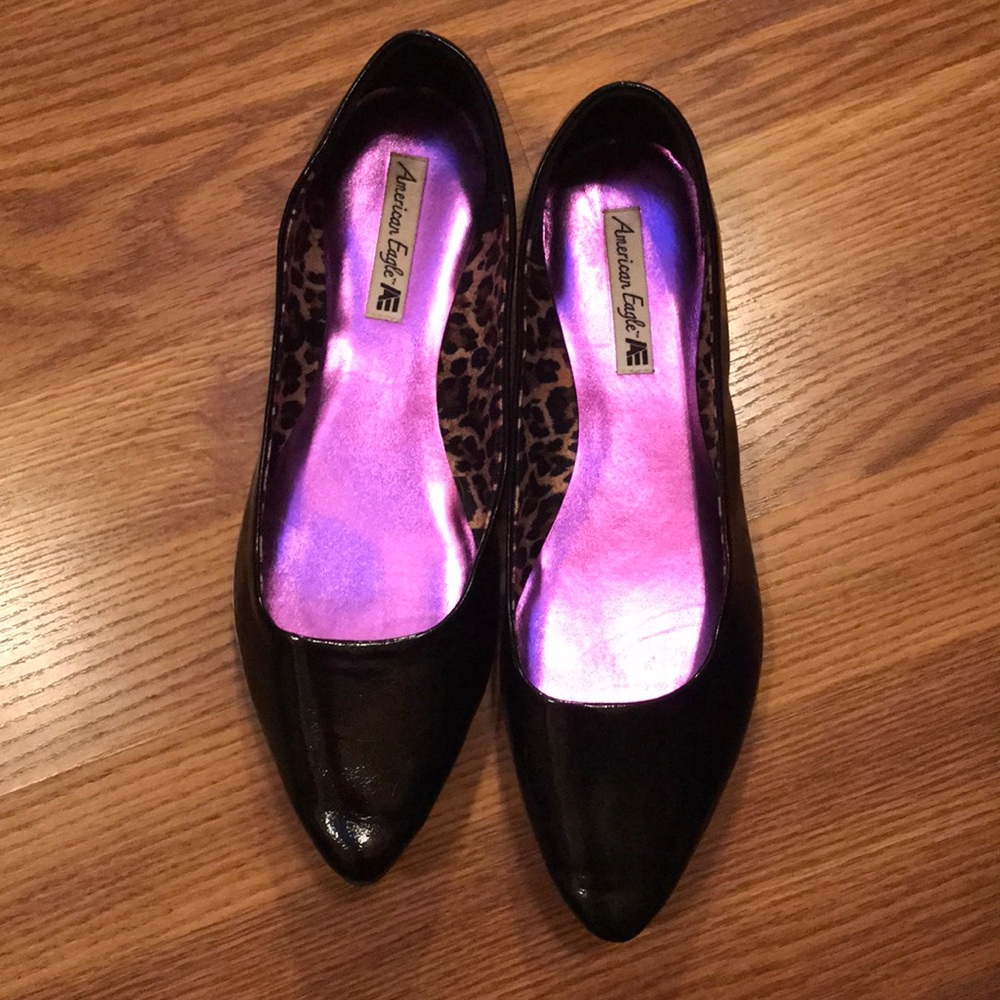 Black Shiny Flats
